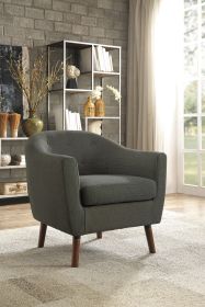 Gray Fabric Upholstered Accent Chair 1pc Espresso Finish Legs Button Tufted Solid Wood Furniture Living Room Chair