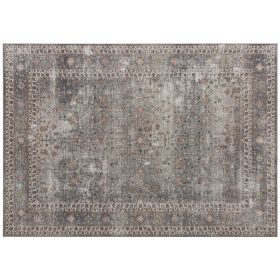 HOMCOM Machine Washable Area Rug 5x7, Non-Slip Traditional Floor Cover Foldable Carpet for Living Room, Dark Mixed-Brown