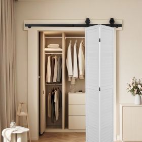 Bi-Folding Sliding Barn Door Hardware Track Kit 52" For Two 24" Doors (Option: Black)