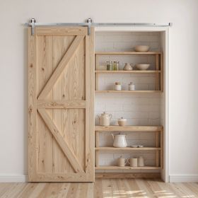 8FT Sliding Barn Door Hardware Kit For Single Sliding Barn Door Silver (Option: Silver)