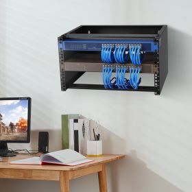 6U Wall Mount Network Rack 14 In/355.6 Mm Depth Server Rack 50lbs/22.68kg (Option: Black)