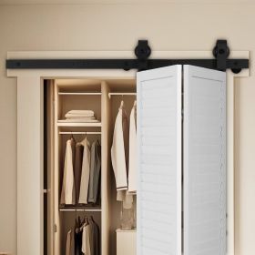 Bi-Folding Sliding Barn Door Hardware Track Kit 40" For Two 18" Doors (Option: Black)